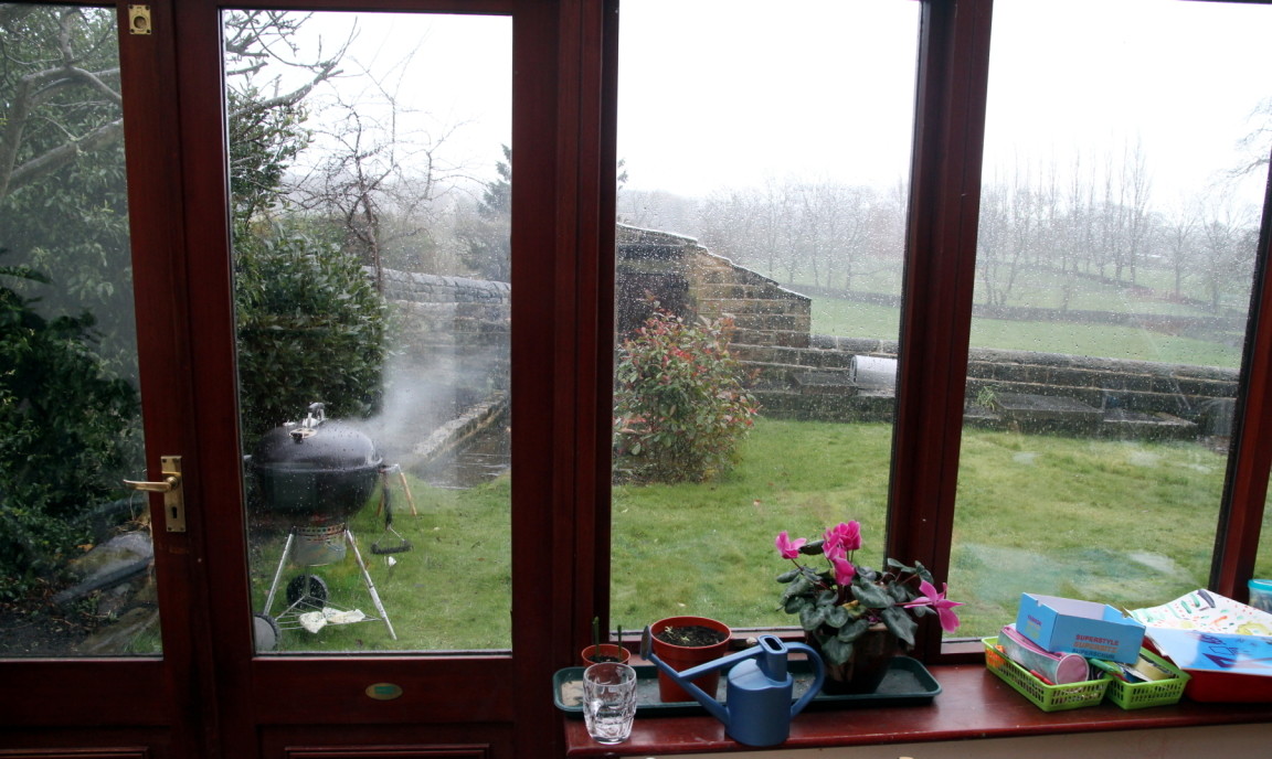 Barbecuing in the Hail